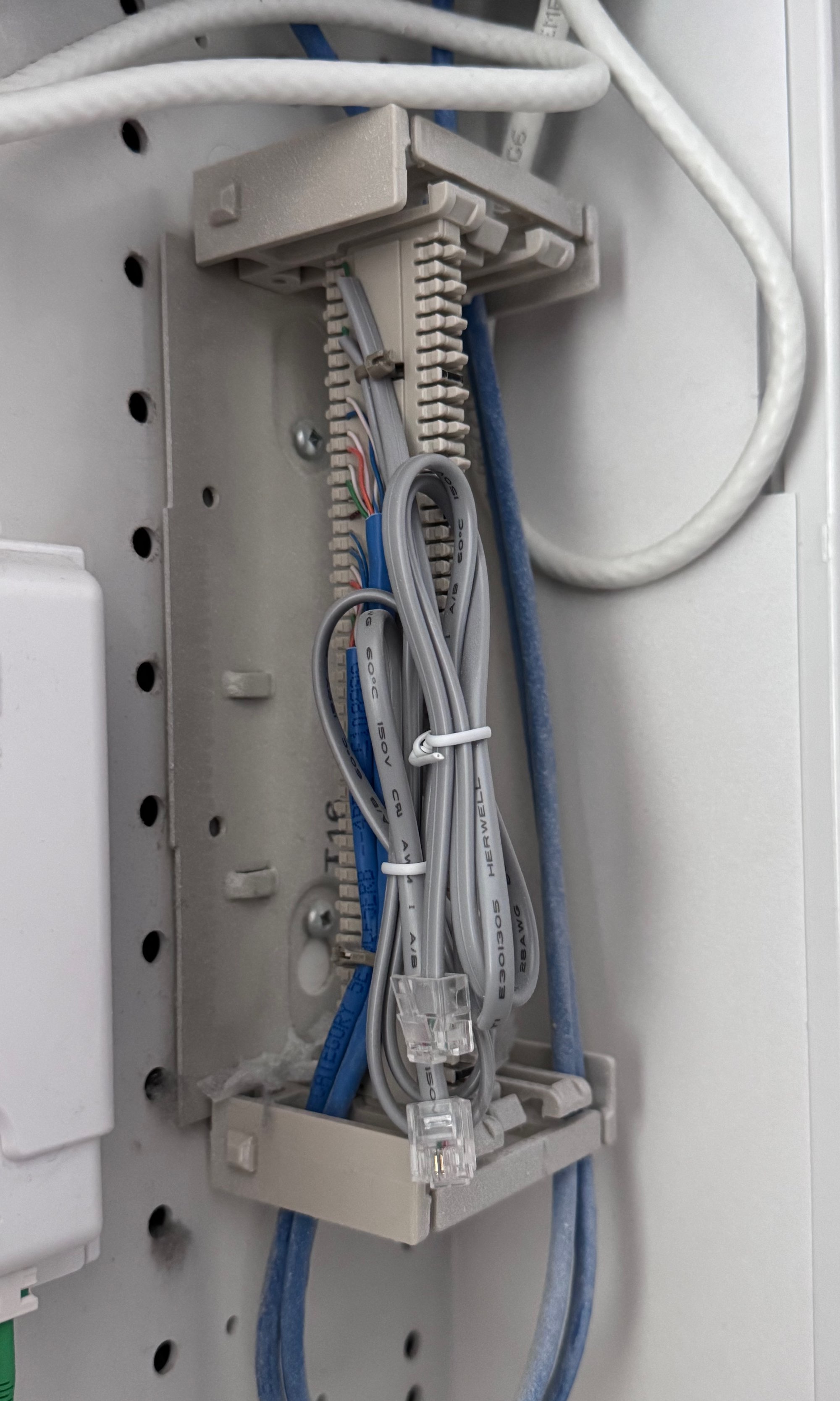 A 66 punch-down panel in my networking cabinet